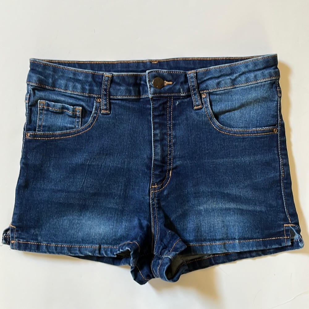 High Rise Dark Denim Jean Shorts